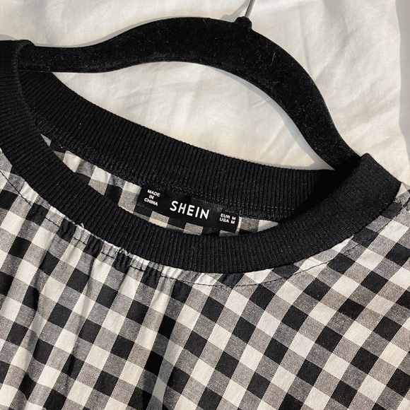 SHEIN Black and White Gingham Mini-Dress - Picture 2 of 3
